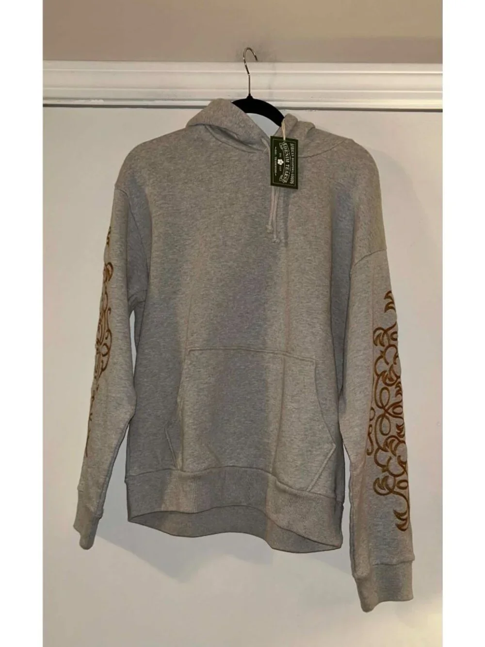 NWT $295 Denim Tears Western Embroidered Hoodie Grey Size Medium
